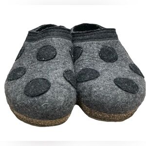Haflinger Wool Slippers Womens EU 40US 8.5 9 Grizzly Mule Clogs Gray Polka Dot